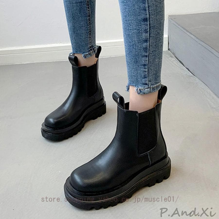 ブーツ レディース サイドゴア ハイカット 軽量 厚底 ショートブーツ 大きいサイズ 小さいサイズ ラウンドトゥ ストーム付き 美脚効果 サイドゴアブーツ 4,822円