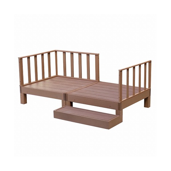 住まいスタイル 人工木ウッドデッキ ecofeel 2台 ステップフェンスセット ライトブラウン PWDE-2P-SFSET-LBR メーカー直送