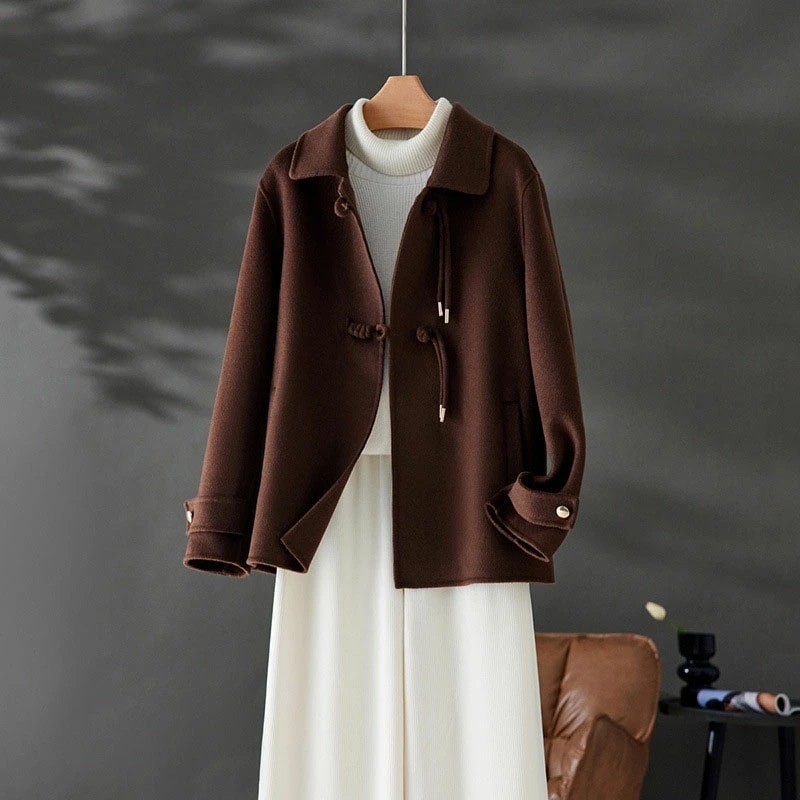 ウール コート 秋冬 レディース アウター ウール リバー仕立て カシミヤ レディースコート ミドル丈コート チェスターコート 保温する オシャレ 冬通勤
