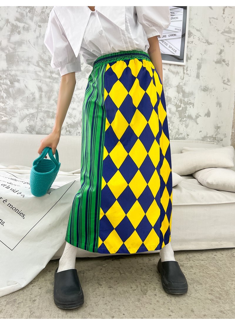 チェック柄ストライプ スカート スプリット ストレートスカート ミドル丈 スカート レディース ハイウエスト ２カラー a4328 5,442円