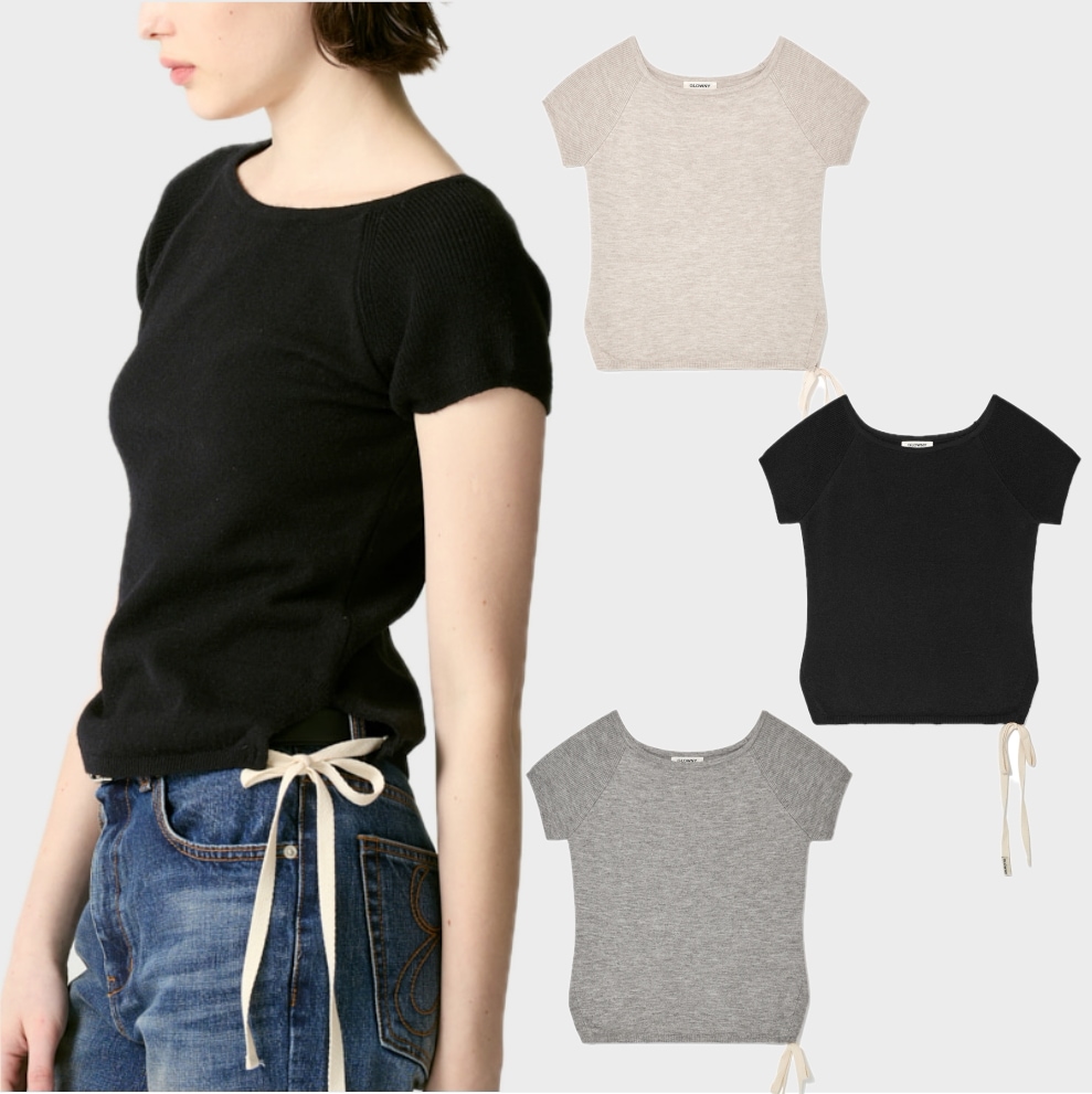 BOW SLIT KNIT TOP