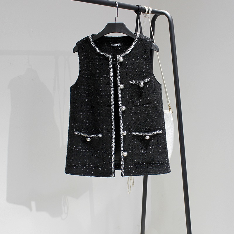 【M-4XL】【大きいサイズあり】ツイードジレ ツイード ボタン ジレ ベスト トップス レディース ショート コート レディース 春 秋 冬 オフィスコーデ ママコーデ 体型カバー