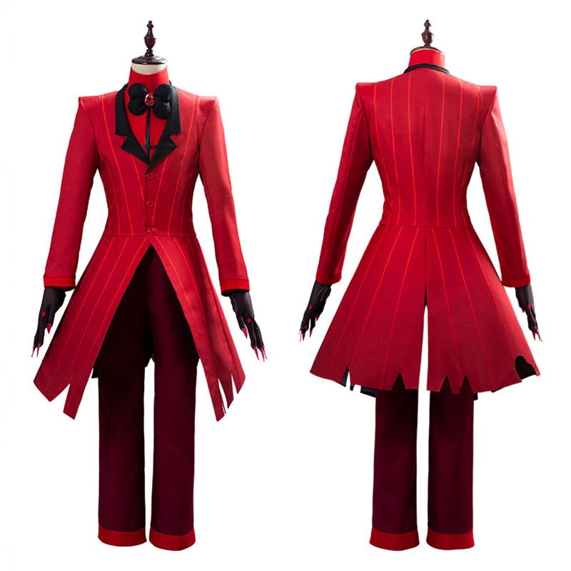 アラスター Alastor コスプレ衣装 ハズビンホテル コスプレ 5点セット アニメ 地獄のホテル コスプレ 赤い タキシード 女性用 コスプレ服 アニメイベント ユニフォーム 制服 文化祭 学園祭