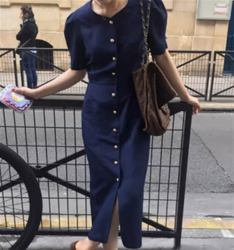 存在感 い スリム 半袖 ワンピース レディース おしゃれ 20代 夏10代 ラウンドネック きれいめ ロング丈 お出かけ こなれ感 ショッピング 普段使い モテ ウエストマーク タイトワンピース 脚