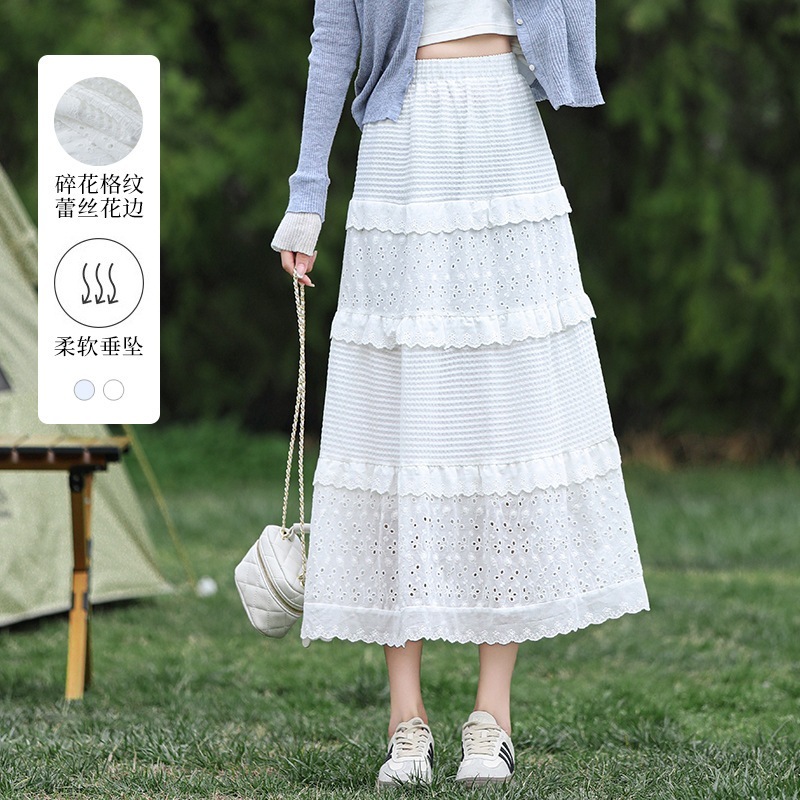【1つ買うと10つ無料】女性のための白いスカート2025春と秋の ラインリトルマンファーストラブホワイトスカートロングスカート長いスカート長いスカート長いスカートスカート