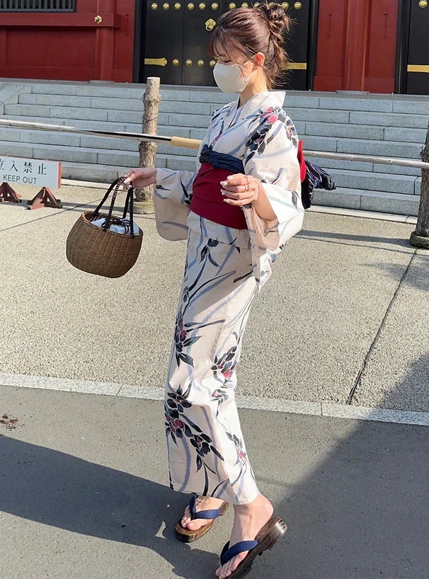 レトロ風着物浴衣和風ワンピース純綿