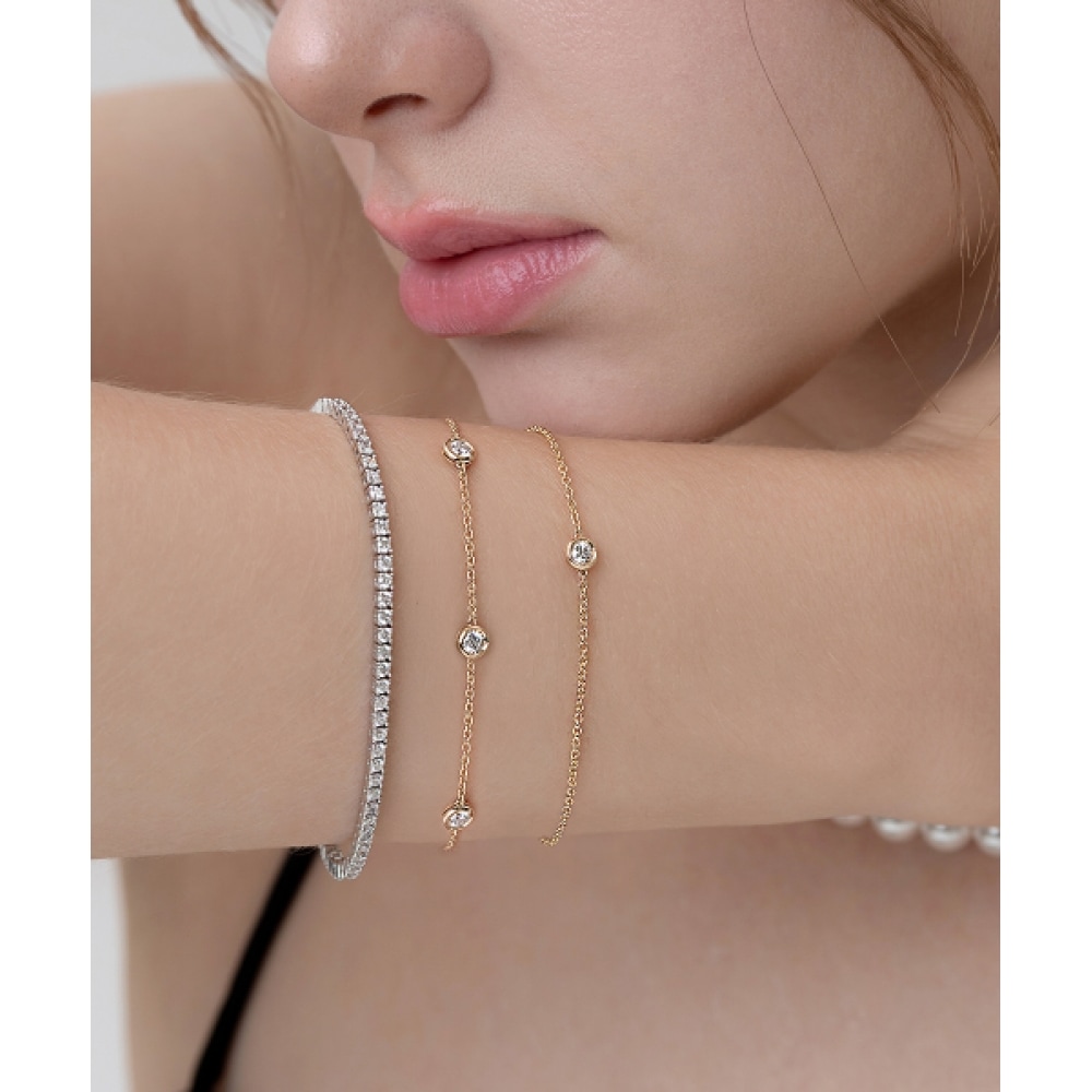 MCEL 14K リアンヌパート 1 ラップダイヤモンドベゼルブレスレット