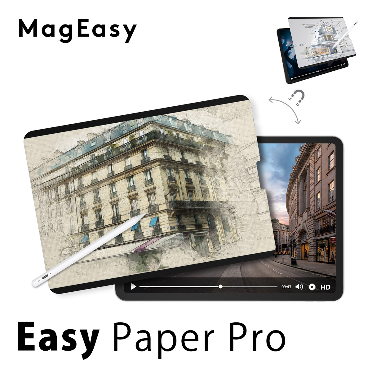 iPad Air 第5世代 Air4 /iPad Pro 11 2022 2021 対応 フィルム ペーパーライク マグネット 着脱式 指紋防止 さらさら EasyPaper Pro MagEasy