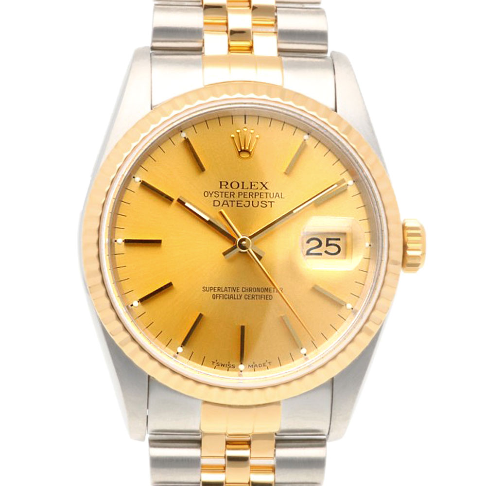 ロレックス デイトジャスト オイスターパーペチュアル 腕時計 ステンレススチール 16233 自動巻き 1年保証 ROLEX 中古 美品