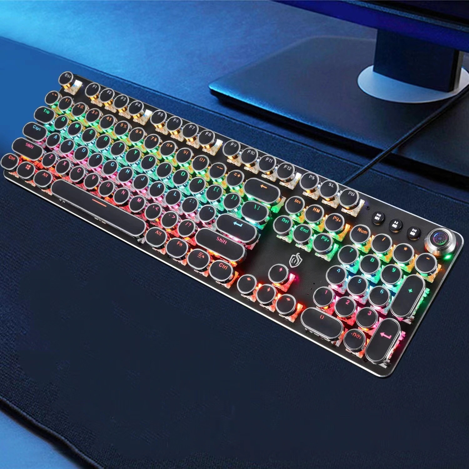 有線ブルースイッチ 有線静音キーボード 女子オフィスタイピング用 クリスタル透明メカニカルキーボード USB接続 小型 軽量 K5型
