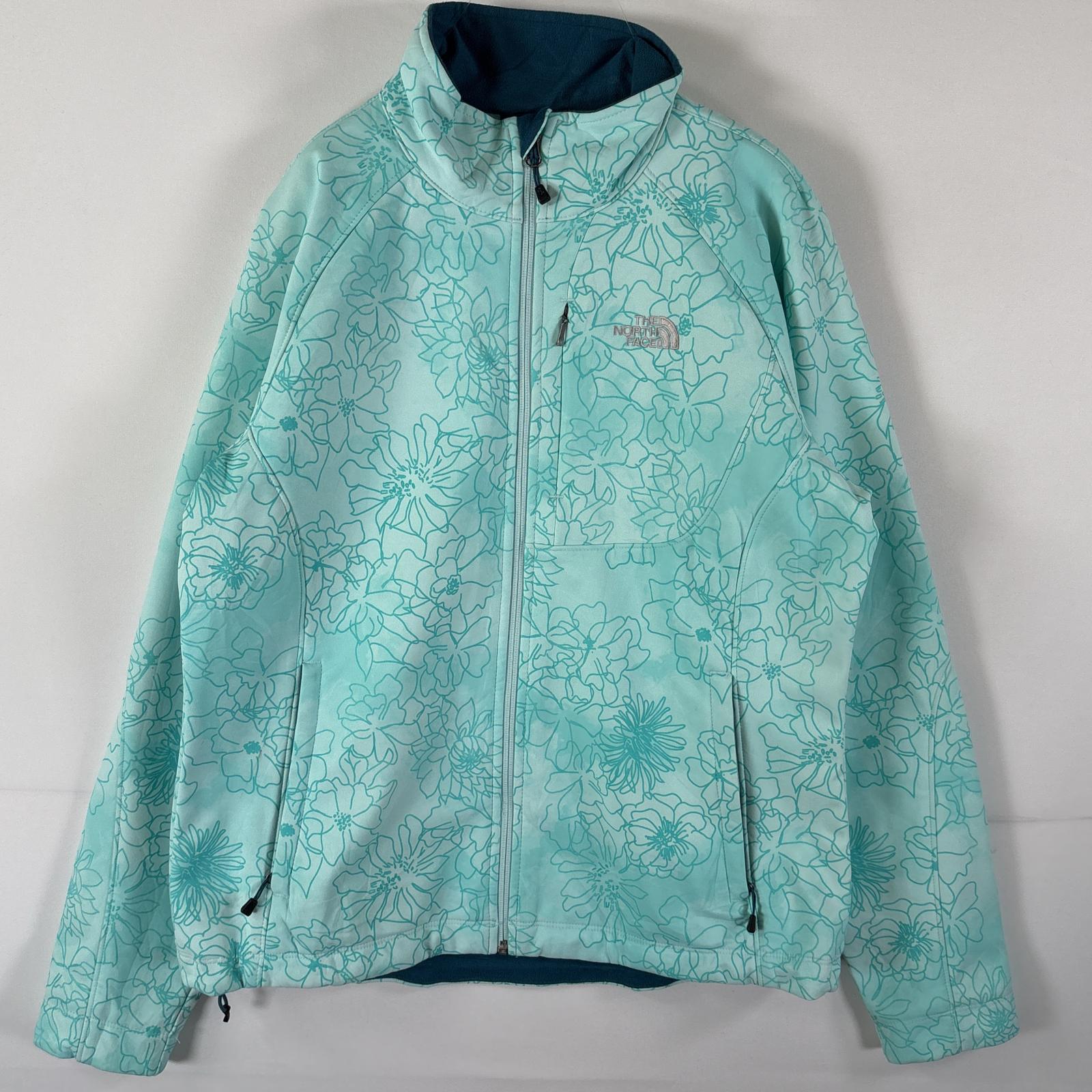 古着 ナイロンジャケット シェルジャケット フルジップ ボタニカル 花柄 総柄 L ブルー系 レディース