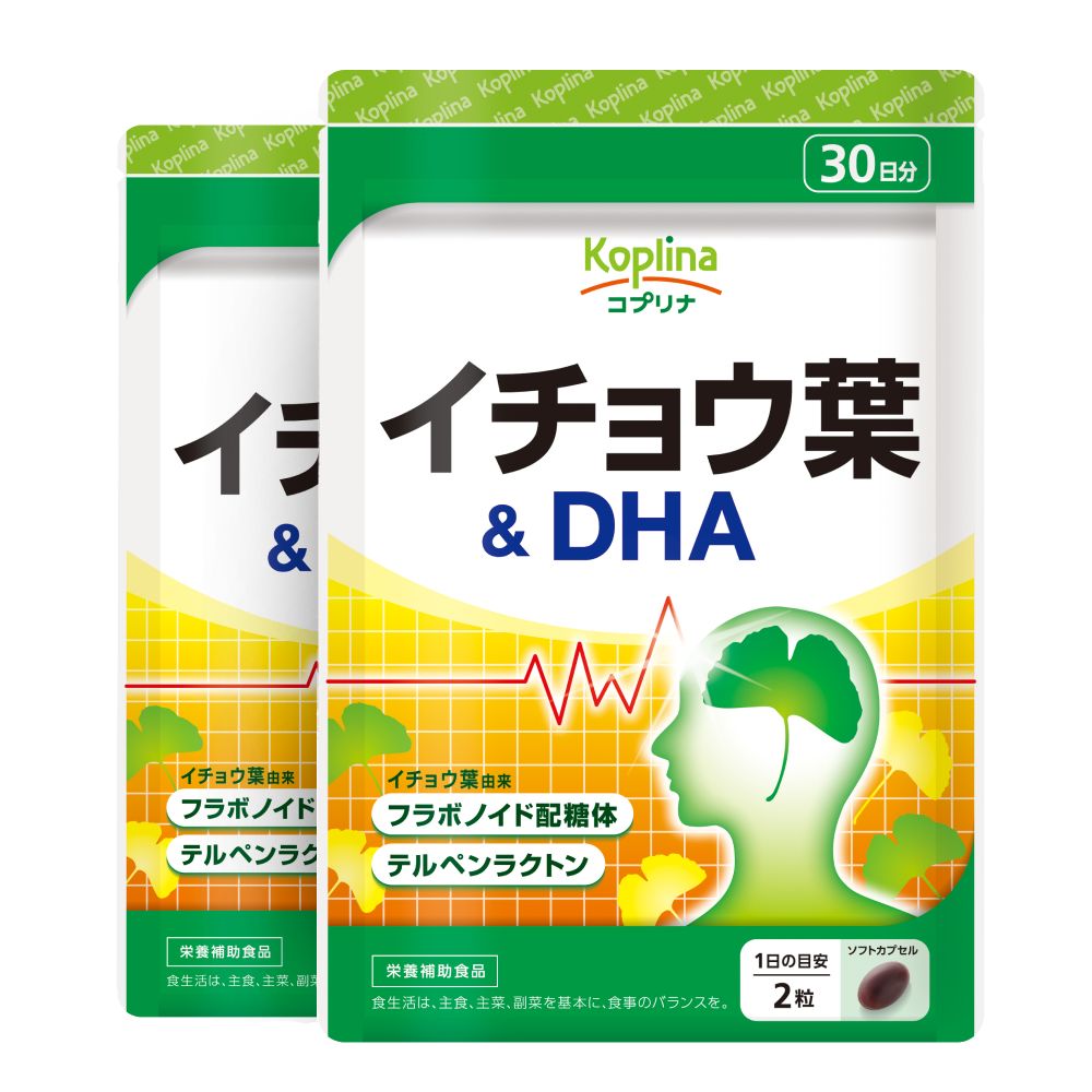 イチョウ葉&DHA 60粒 2袋セット60日分ソフトカプセル/フラボノイド配糖体/テル