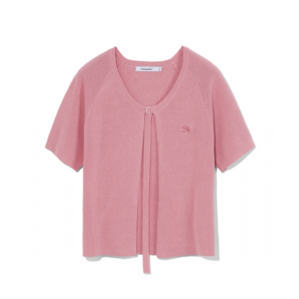 CODEGRAPHY (ウィメン) WAVEロゴシンボルバックル半袖カーディガン_インディピンク