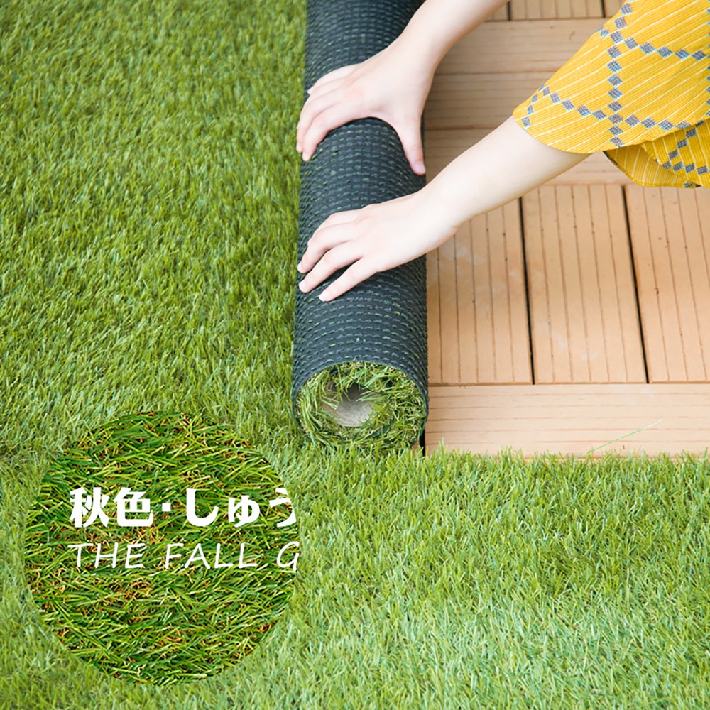 注目の 人工芝 ロール 1m10m 芝丈20mm ピン22本つき 2色立体感 透水穴つき リアル ふかふか 芝生
