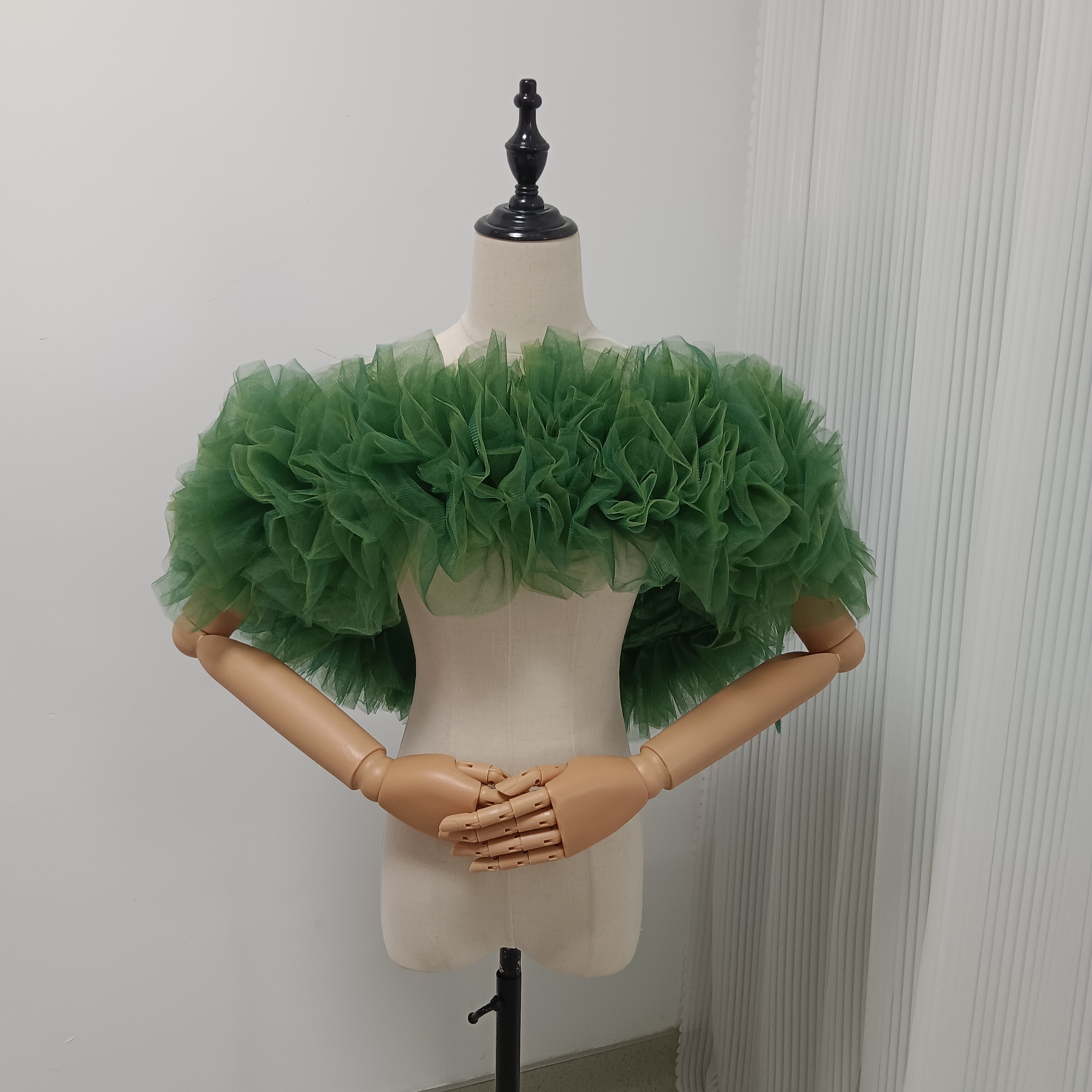 可愛い 取り外しオフショルダー グリーン 編み上げ 前撮り 披露宴/結婚式 色直し