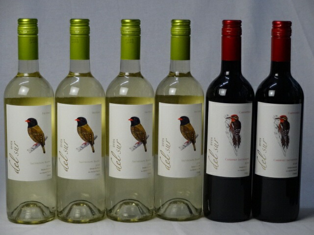 チリ白赤ワイン6本セット デルスール カベルネソーヴィニヨン フルボディ2本 デルスール ソーヴ