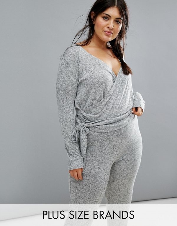 South Beach レディース 大きめサイズ ゆったりサイズ 送料無料 Grey Plus Tie Side Cutout Detail Top In Grey