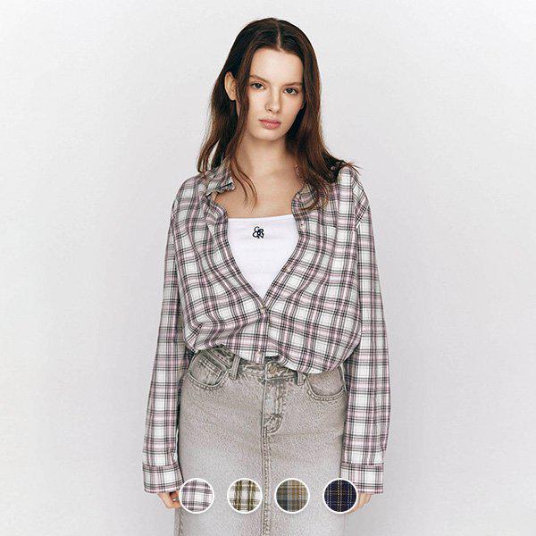 [] 345513 女性用ルーズフィットチェックシャツ