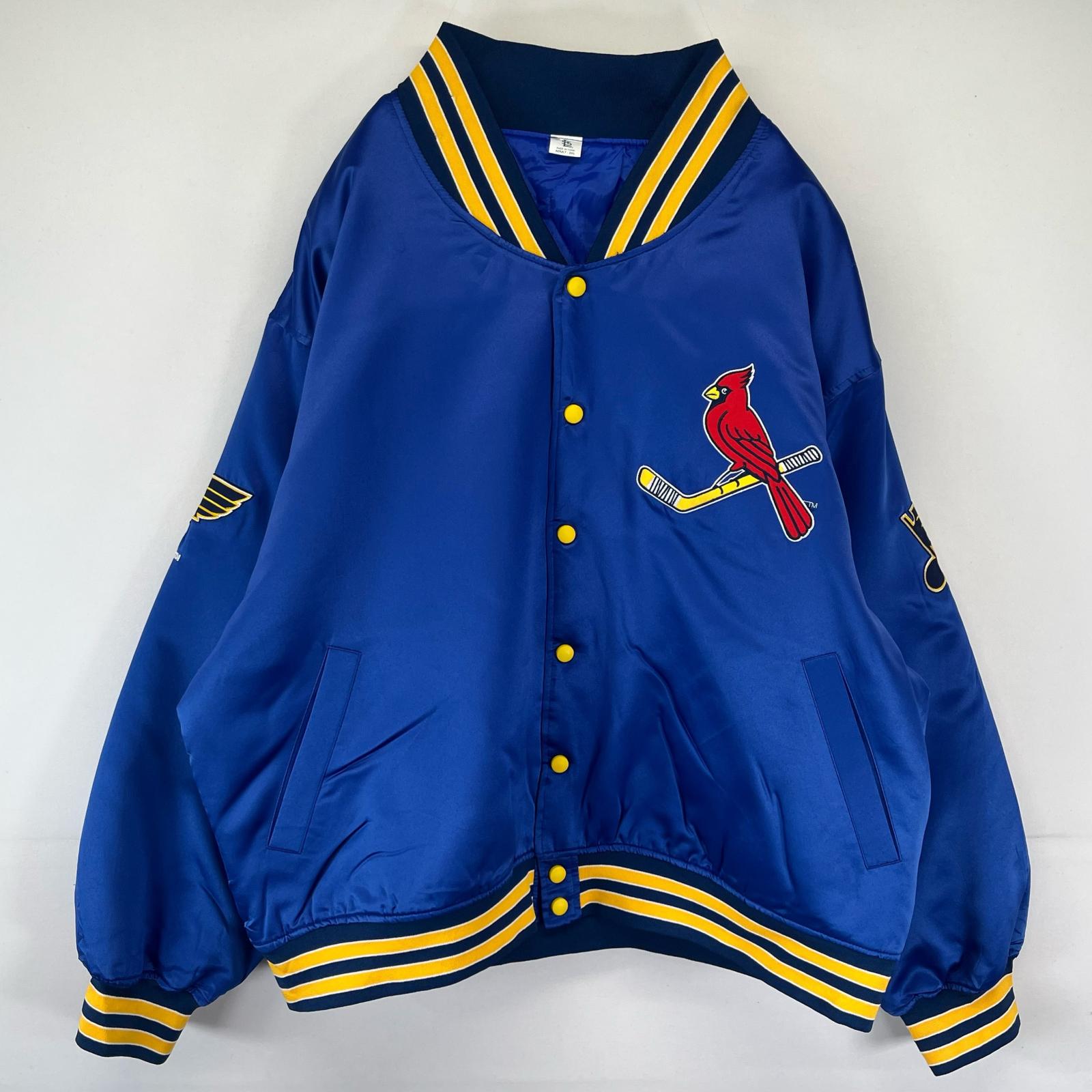 古着 スタジャン ナイロン MLB セントルイス カージナルス アワードジャケット 大きいサイズ 2XL ブルー メンズ