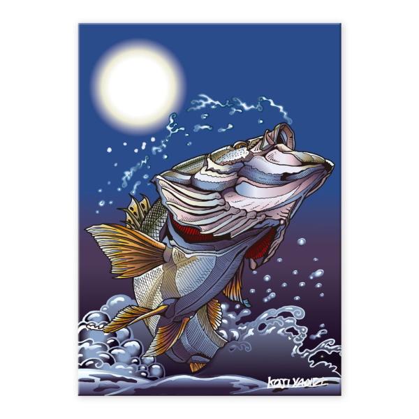 アート アートパネル アートフレーム 釣り 魚 イラスト 壁掛け ウォールデコレーション 八百板浩司 Sea Bass シーバス 直筆サイン 210x297mm