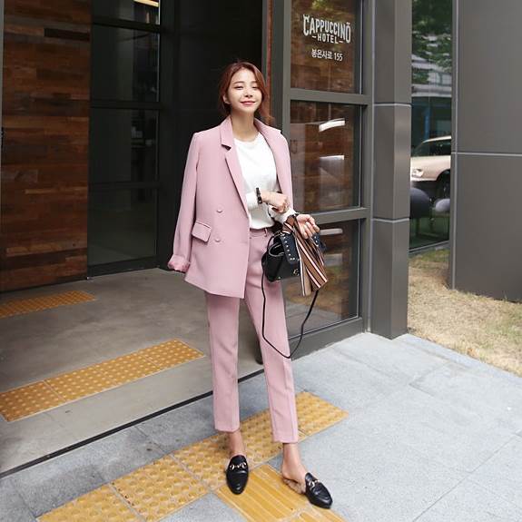 【急速出荷!】2色 セットアップ パンツ スーツ レディース かっこいい ジャケット 上下セット シンプル 黒 ピンク 無地 長袖 スリム 大人可愛い きれいめ シンプル 上品 おしゃれ 大人女子 こ