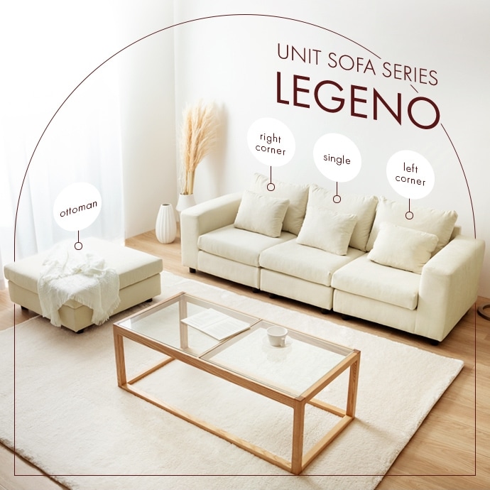 自由に組み合わせソファ (1P + コーナー + オットマン) 後から拡張もできる ロータイプ ファブリック 17,336円