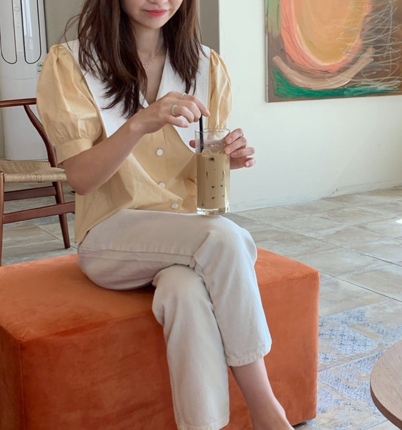 トップス デート モテアイテム シャツ ブラウス 半袖 襟付き コットン 可愛い きれいめ 上品 おしゃれ かっこいい 可愛い ラブリー キュート ガーリー クール モード系 セクシー