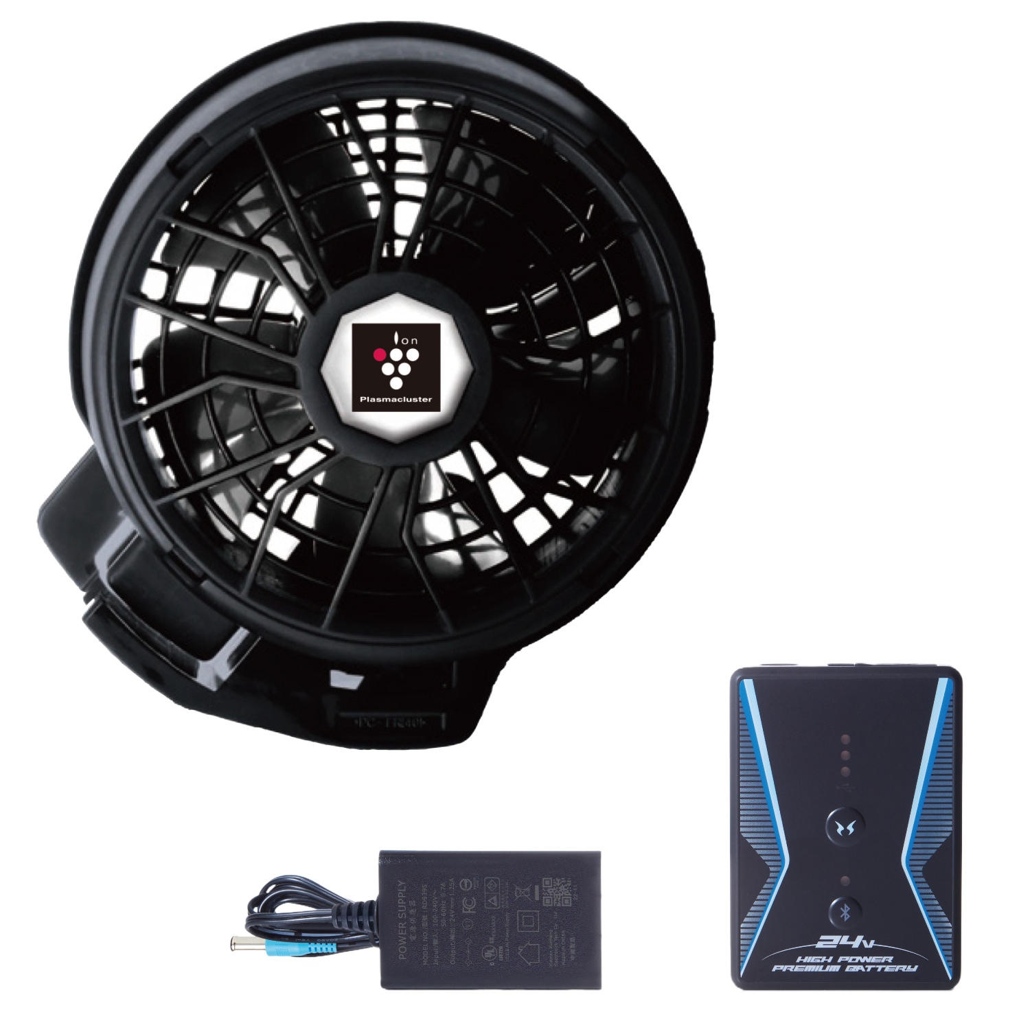 サンエス24Vバッテリーサンエス 24Vバッテリーファンセット プラズマクラスター ファンセット空調風神服 rd9330pc 新作 日本製 簡易防水 難燃 電池残量確認