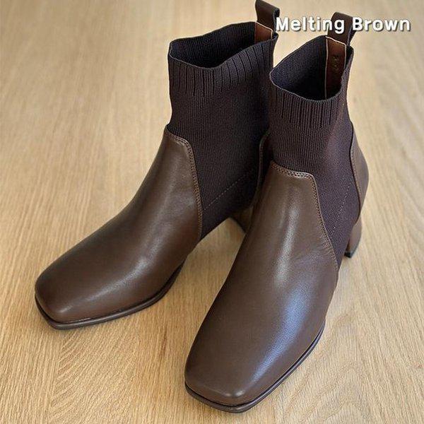 女性用アンクルブーツハイカットニットショートブーツMT06