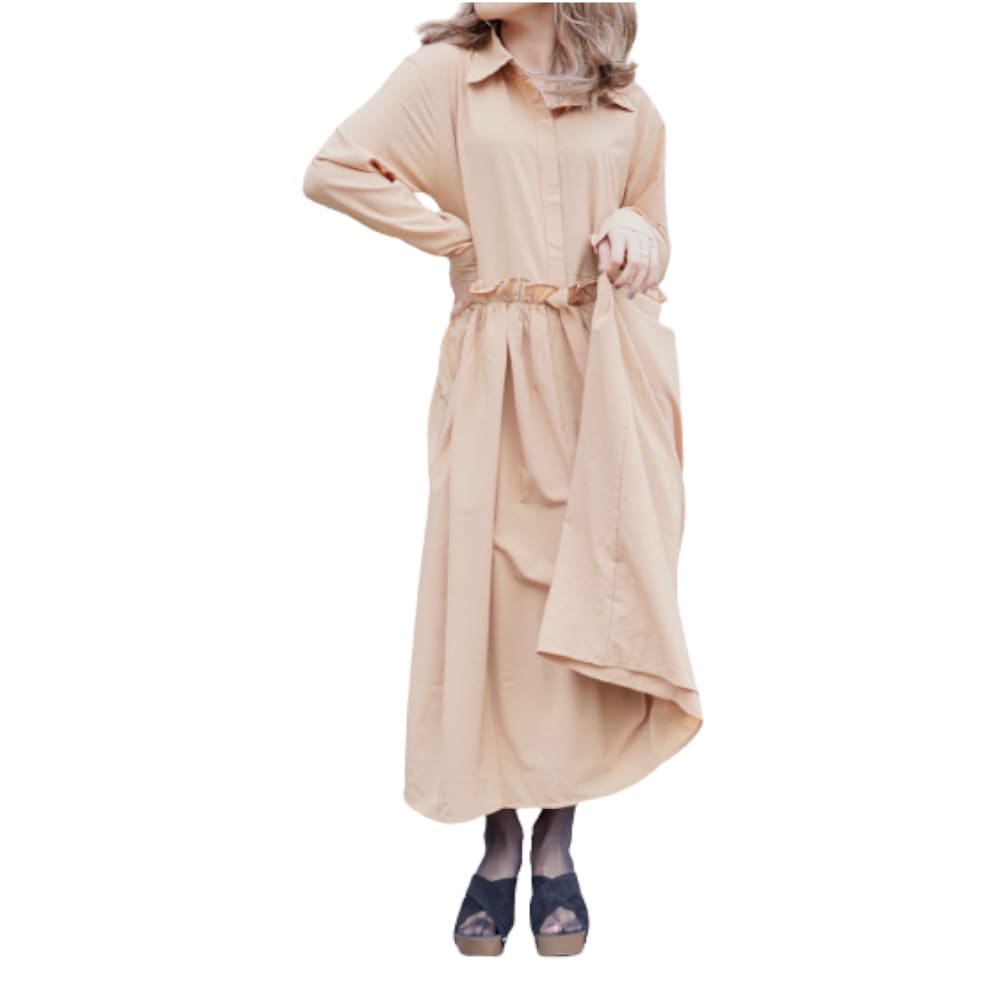 Frill Point Long Shirts Onepiece (beige) A,D,G レディース