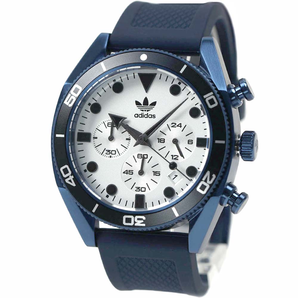 アディダス 腕時計 メンズ クロノグラフ 日付カレンダー ブルー シリコンベルト adidas EDITION TWO CHRONO AOFH23004