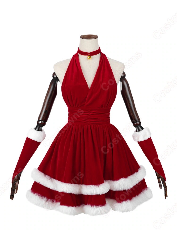 クリスマス コスプレ衣装 サンタ テーマパーティー衣装 レディース セクシー ホルターネックドレス 大人用
