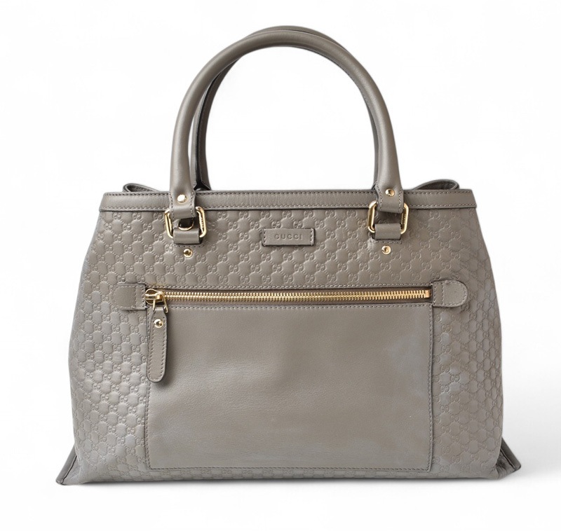 トートバッグ/ショルダーバッグ マイクログッチシマ/GG柄 レザー ライトグレー 510291