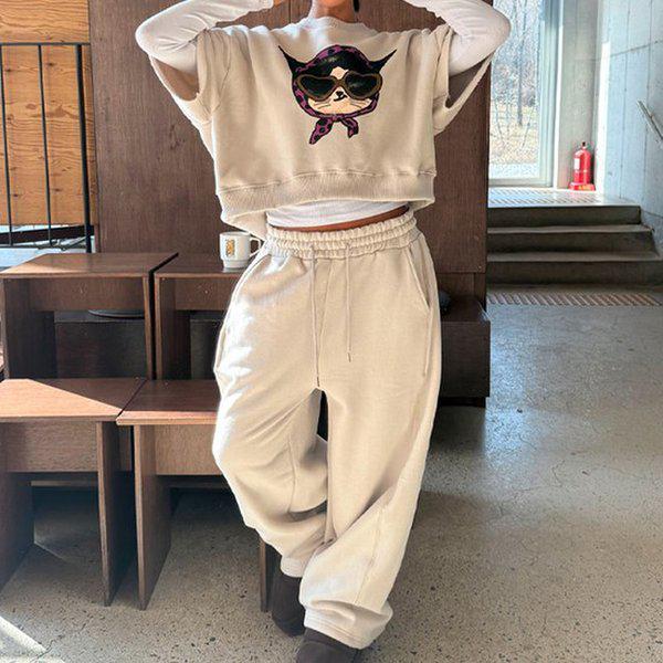 Hスタイル(SET)キャッツ両起毛セット 冬 女性 両起毛 トレーニングウェアセット スウェットセット パンツセットアップ ホームウェア