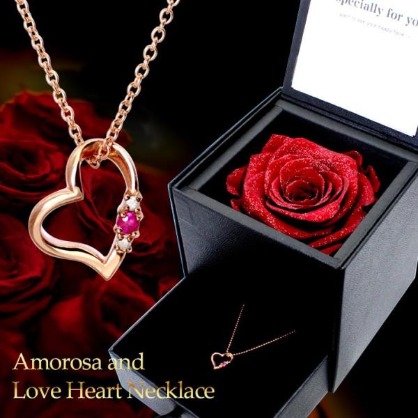 ネックレス レディース シルバー ダイヤモンド 12誕生石 4月 ダイヤモンド オープンハート プリザーブドフラワー 誕生日 プレゼント