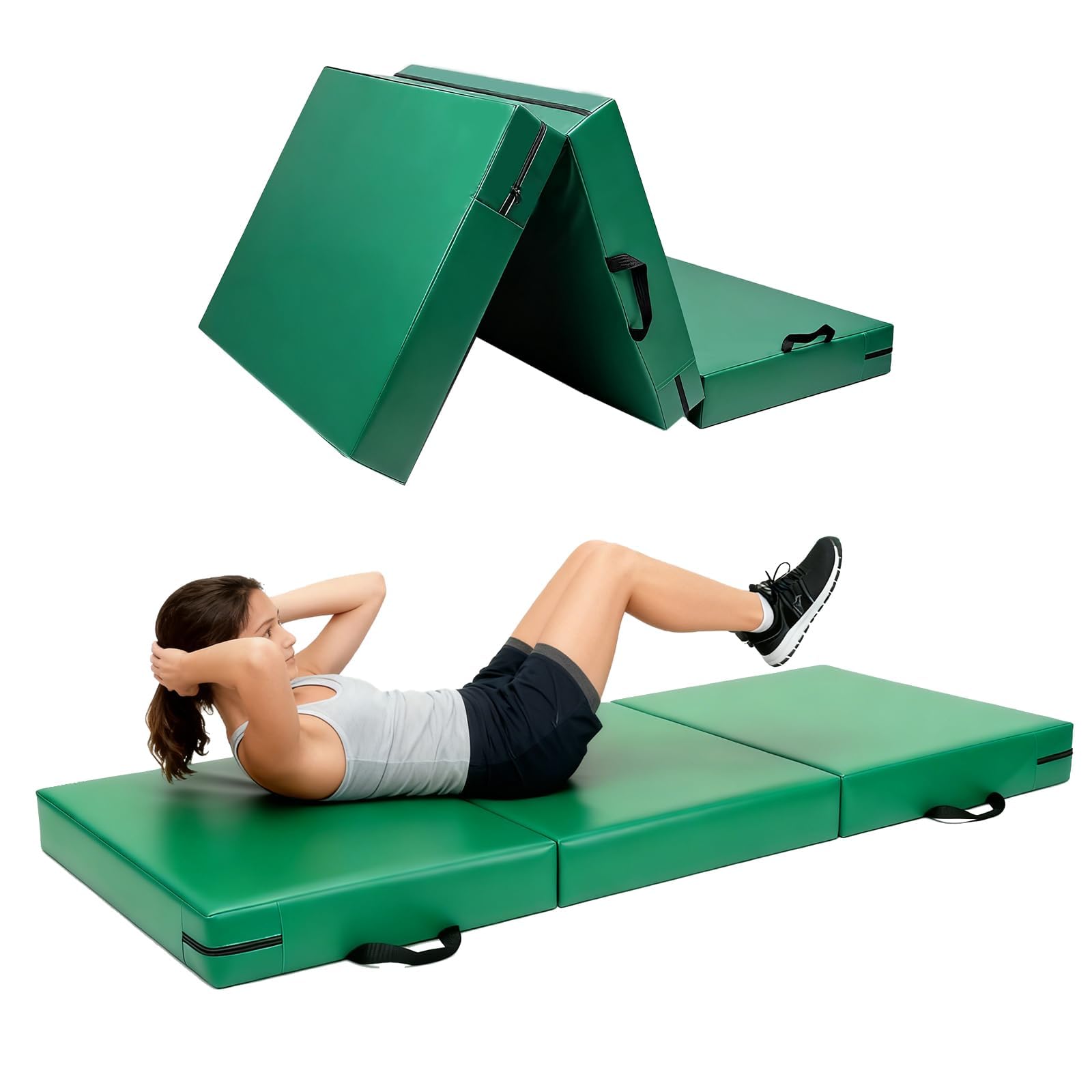 体操 ストレッチマット 厚み10cm 折りたたみ 高反発マットレス 防音 防振エクササイズマット クラッシュパッド 体圧分散 ３つ折り 極厚 筋トレ 子供 プレイマット 鉄棒 跳び箱 トランポリン 高