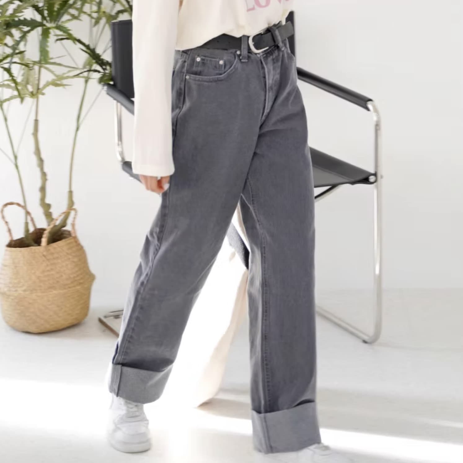 レディース パンツ ボトムス デニム ロングパンツ ワイドパンツ デニムパンツ カジュアルパンツ 丈長 フルレングス ファスナー ポケット ハイウエスト ブルーデニム かわいい 大人可愛い シンプル