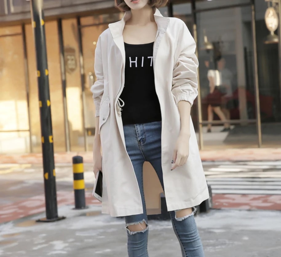 アウター コート 上着 膝丈 ひざ丈 膝上 袖あり 長袖 襟付き ストレート ファスナー ポケット 前開き 薄手 かわいい 大人可愛い きれいめ シンプル カジュアル 大人 上品 おしゃれ お洒落 5,924円