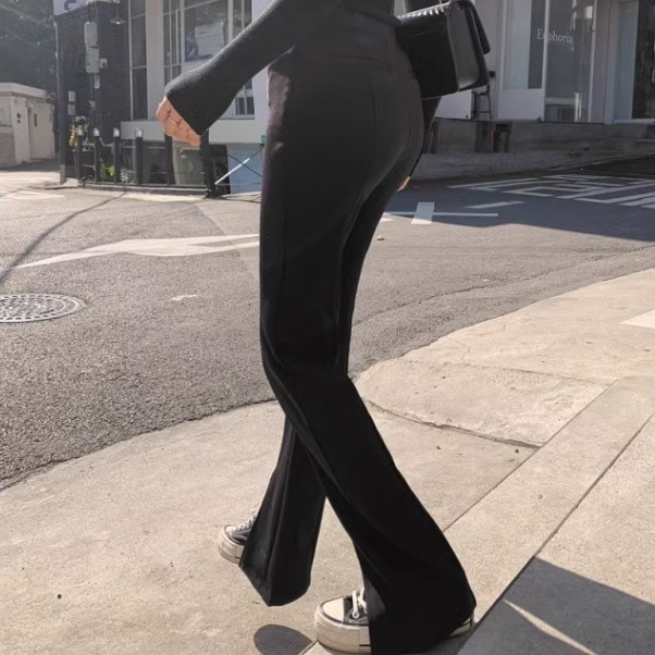 パンツ ボトムス ストレートパンツ ロングパンツ スラックス ロング フルレングス スリム ストレート センタープレス スリット サイドジップ ファスナー ポケット コンサバ きれいめ シンプル