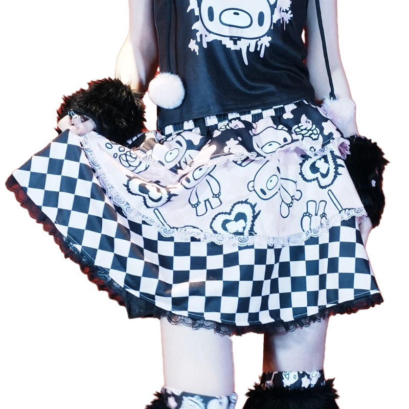 Gloomy x Sophie Powers Candy スカート ミニ丈 ファッション 原宿系 病みかわいい 派手カワ ブラック/ピンク jr-gsp-sk-06