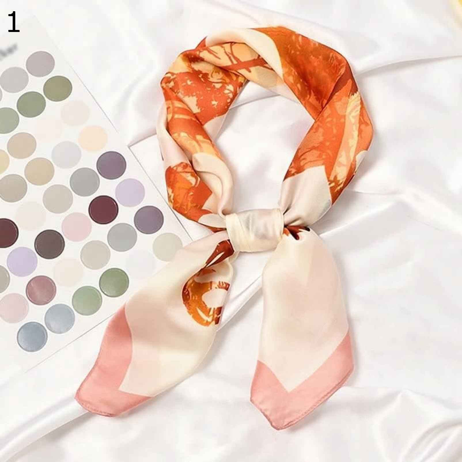 【20%OFFクーポン～】かわいい漫画の春の女性のスカーフプリントコミックラップヘアリボン多彩な秋スクエアヘッドバンド スカーフ (Color : 3 Size : 70x70cm)