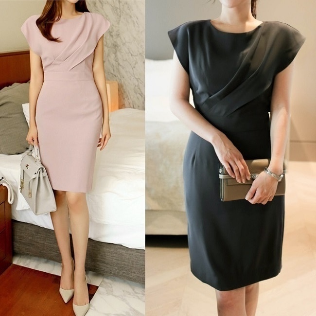 ワンピース 結婚式 袖有り パーティー きれいめ フォーマル