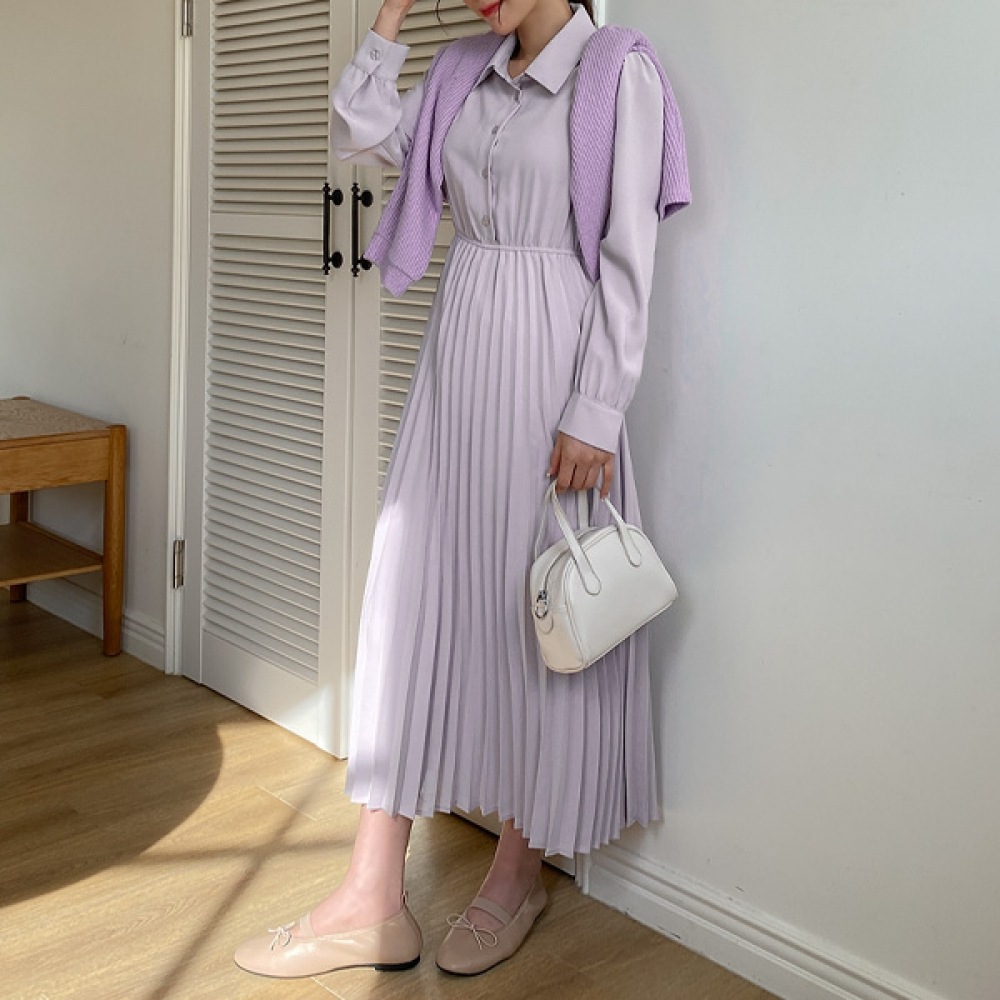 (JSTYLEのイーブレット) イーブレットラマープリーツロングワンピース JSTYLE