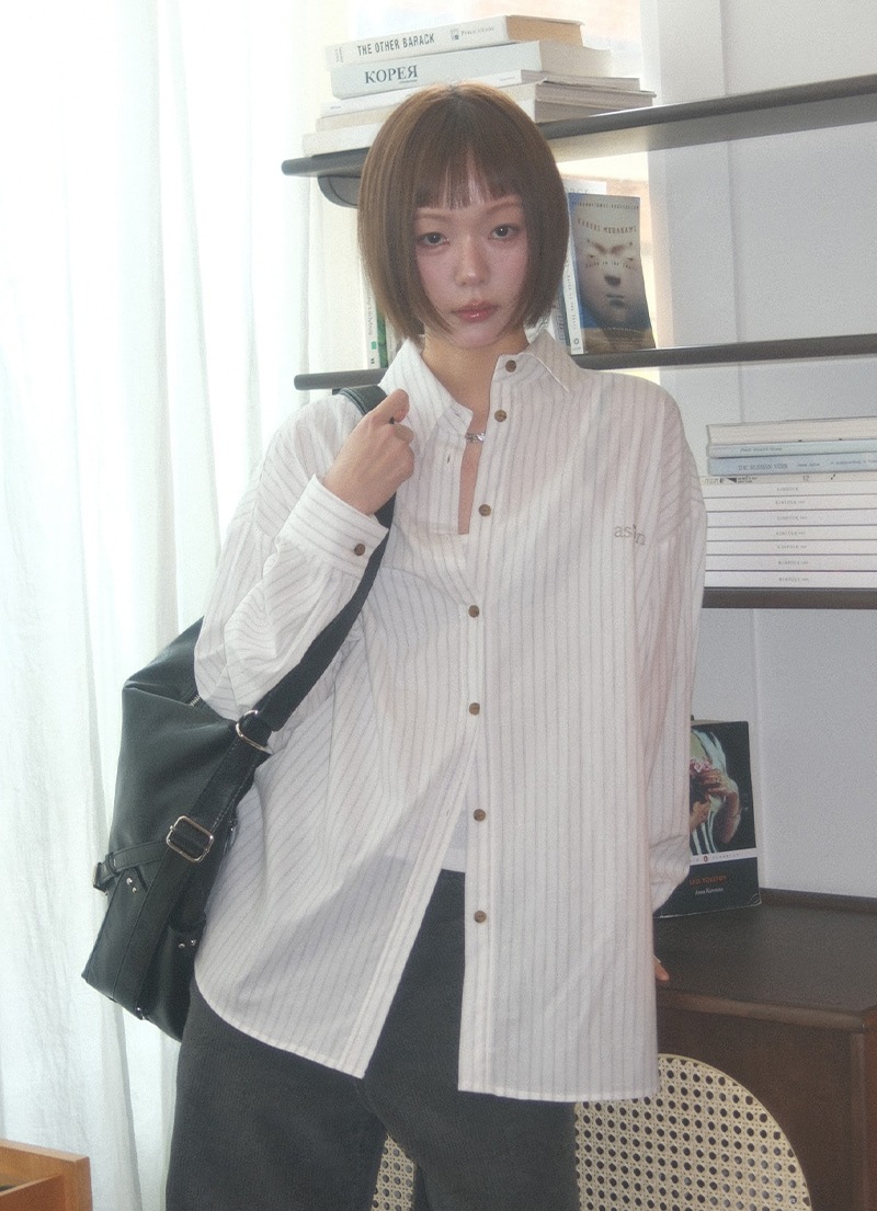 【AS"ON】 LOPY STRIPE SHIRT / IVORY 正規品