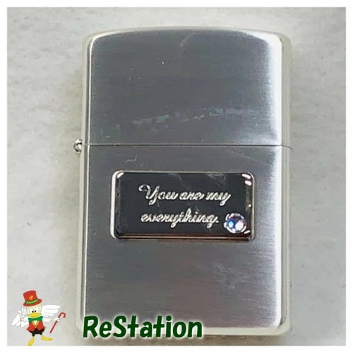 【未使用】ZIPPOシルバーサテーナメッセージプレート石入you are my everything