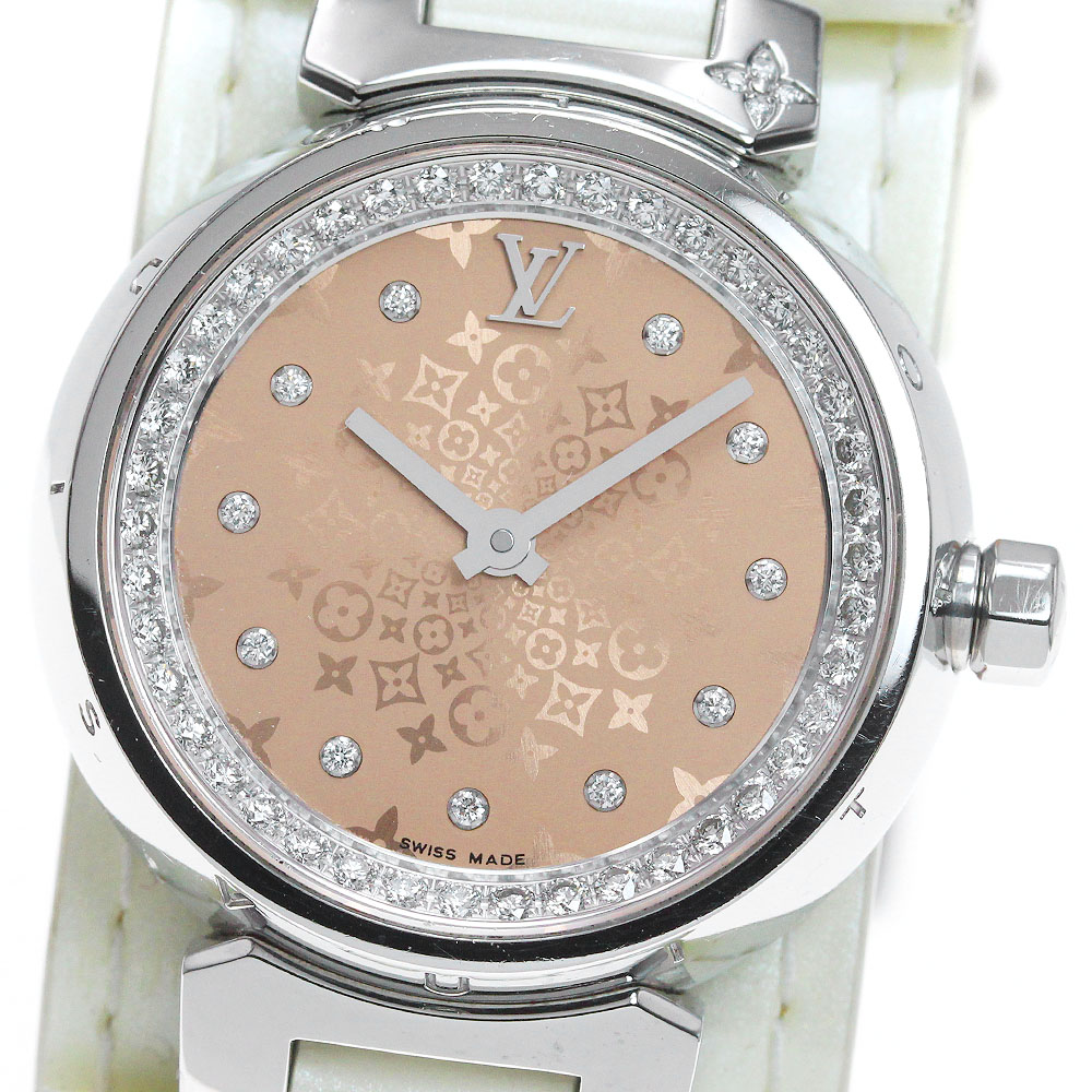 ルイ・ヴィトン LOUIS VUITTON Q1152 タンブール モノグラム ダイヤモンド クォーツ メンズ _846674【中古】
