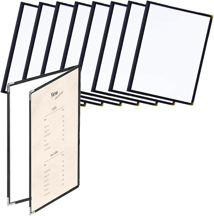メニューブック A4 メニュー表 ファイル 飲食店 カバー 黒 クリア(4ページ, 10冊)