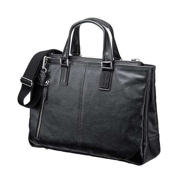 サンワダイレクト ビジネスバッグ(日本製岡山デニム使用撥水加工ショルダーベルト付ブラック) 200-BAG140BK 1個