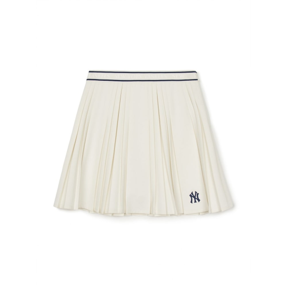 MLB 女性用スポーティーバーシティプリーツスカート NY (クリーム)