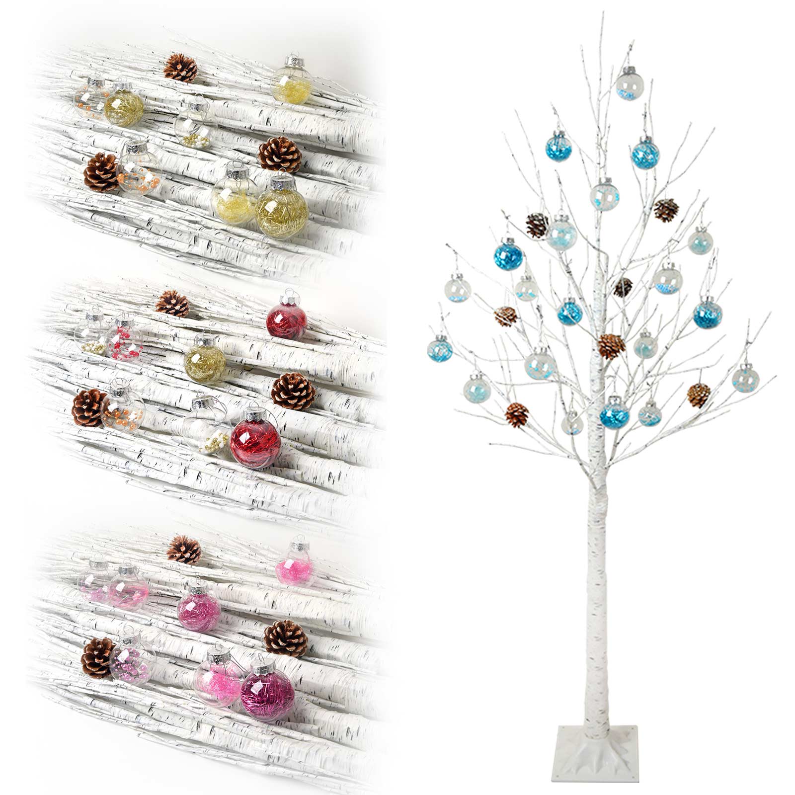 クリスマスツリー 白樺 ツリー オーナメント セット 150 cm led 290球 内蔵 リモコン タイマー 付 ブランチツリー シラカバ ハロウィンオーナメント付